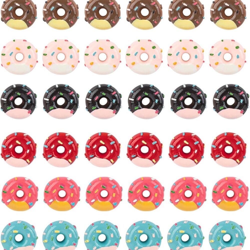 Resin Donuts Figurines - Cute Flat Back Donut Ornaments & Charms for DIY Making